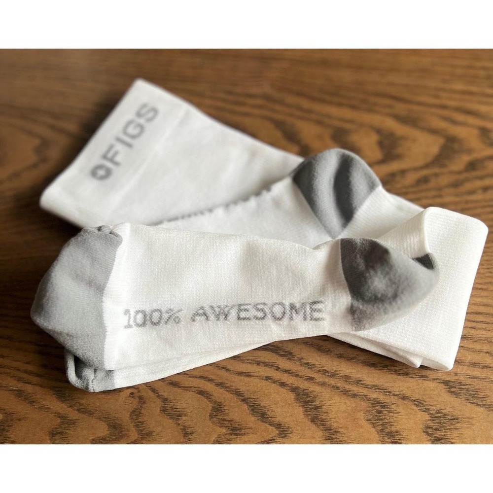 FIGS Compression Socks White 100% Awesome Large NWOT - Picture 2 of 3